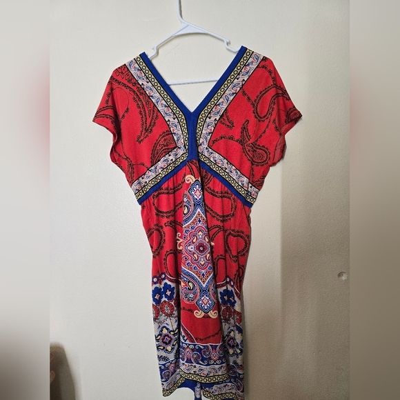 Style & Co Red and Blue V-Neck Sheath Dress - Picture 5 of 5